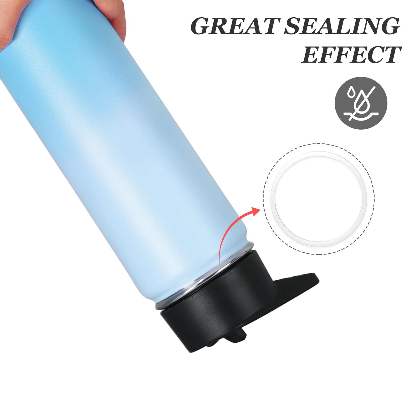 6Pcs Replacement Gasket for Hydro Flask Wide Mouth Flip Lid Cap, 2 inch Silicone O Ring Rubber Seal Stoppers for Hydroflask with Tweezers