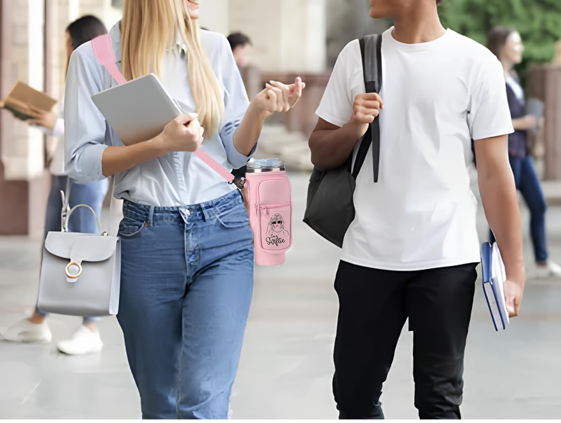 Fans Water Bottle Carrier Bag with Phone Pocket Compatible With Stanley 40 oz with Adjustable Strap & Straw Cover for Gift and Watter Bottle Accessories