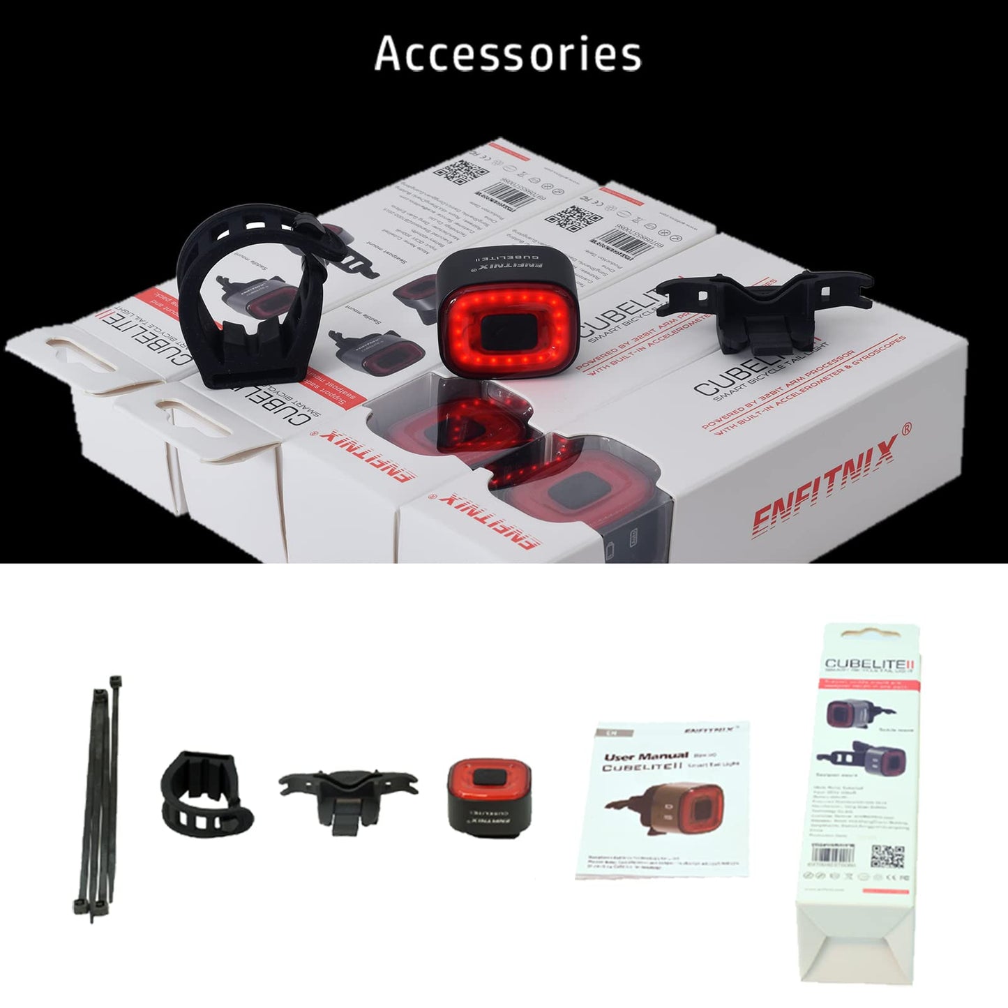 CUBELITE II Smart Bike Light,Auto Ambient Light Detection,Brake Sensing Rear Taillight,USB Rechargeable Super Long Standby,Auto On/Off,Ultra Brigh LED Warning Back Bicycle Light,IPX5 Waterproof.