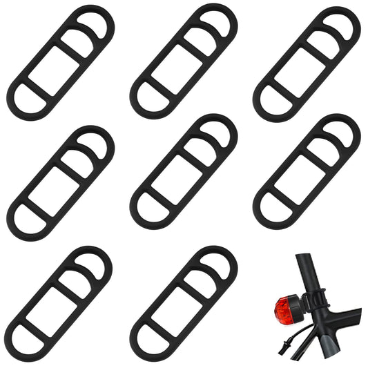 AIEX 8pcs Bike Silicone Mount Band, Bike Light Mount Band Bike Phone Mount Bands Strap (Black)