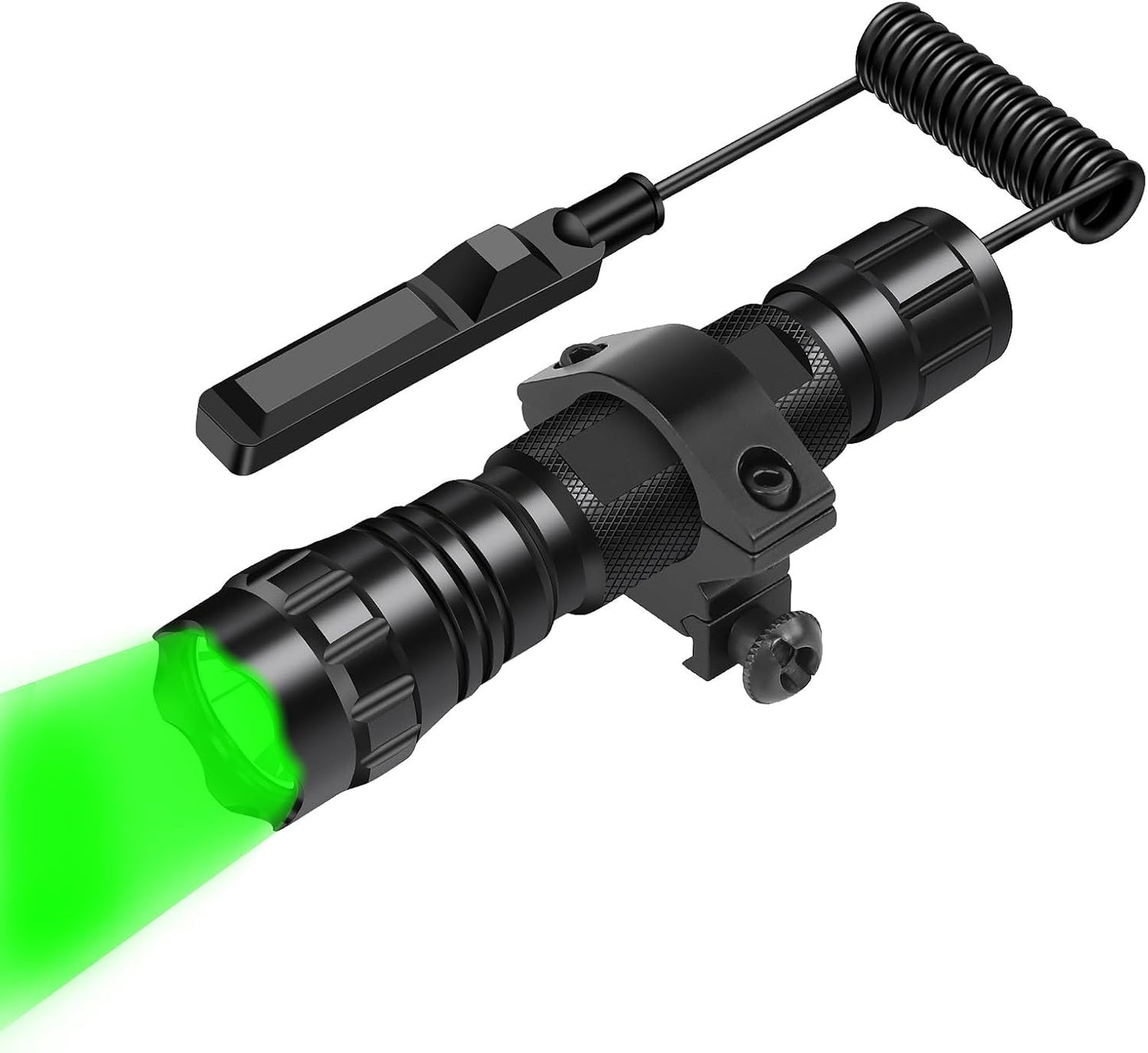 WINDFIRE Green Flashlights Predator Light LED Coyote Hog Varmint Hunting Lights Tactical Rifle Flashlight Torch with Picatinny Rail Mount, Pressure Switch