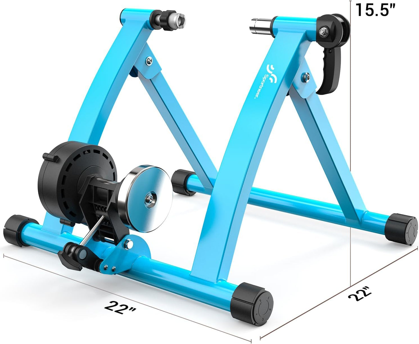 Sportneer Bike Trainer - Magnetic Stationary Bike Stand for 26-28" & 700C Wheels - Adjustable 6 Level Resistance Bike Trainer Stand for Indoor Riding with Quick Release Lever & Front Wheel Riser Block