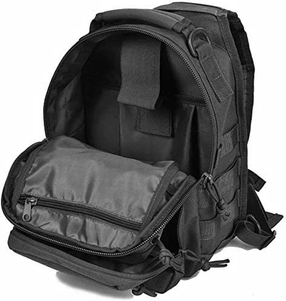 REEBOW GEAR Tactical Sling Backpack Rover Shoulder Sling Pack (Black)