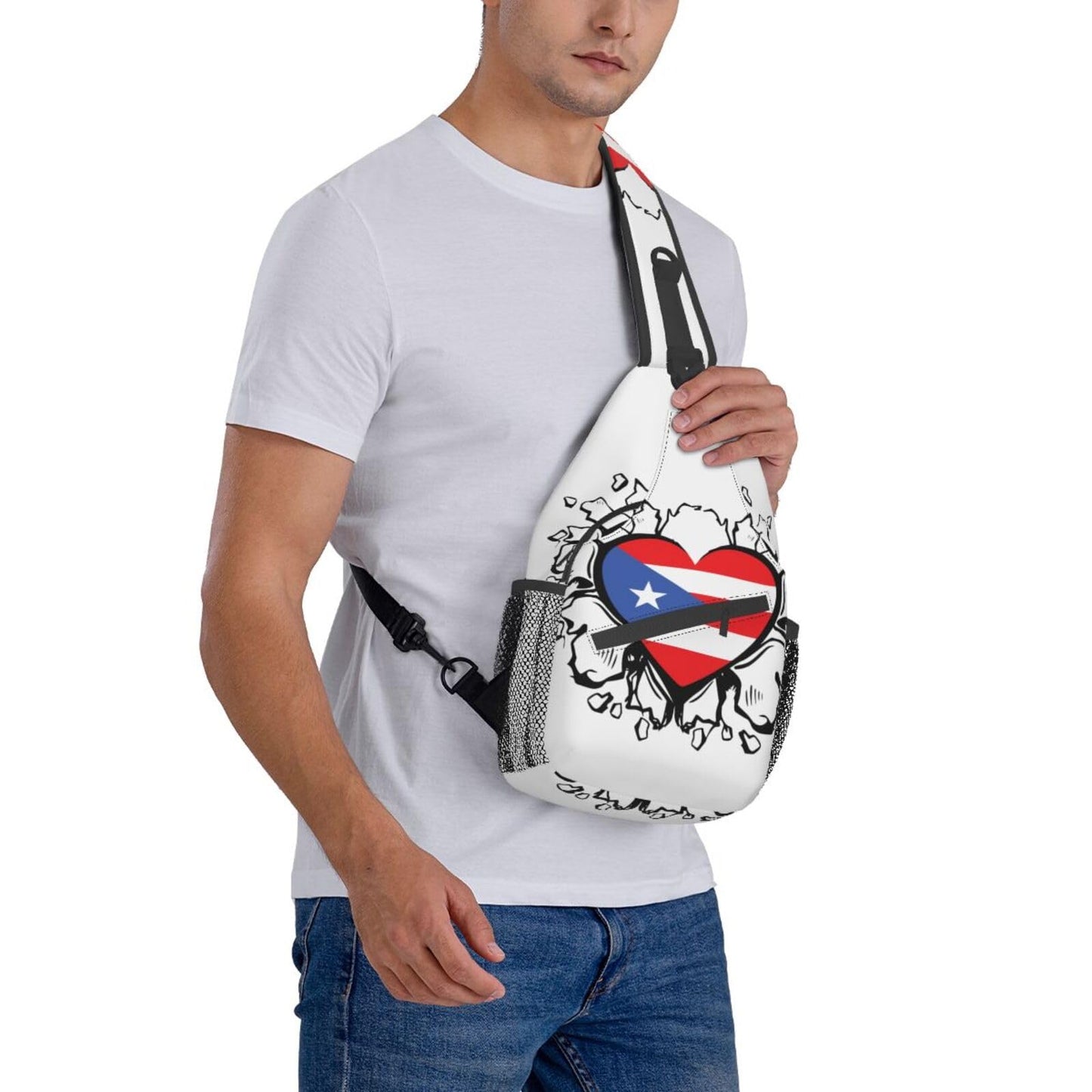 Puerto Rico Flag Sling Bag,Multipurpose Crossbody Backpack Shoulder Chest Bag for Women Men Travel Hiking Daypack