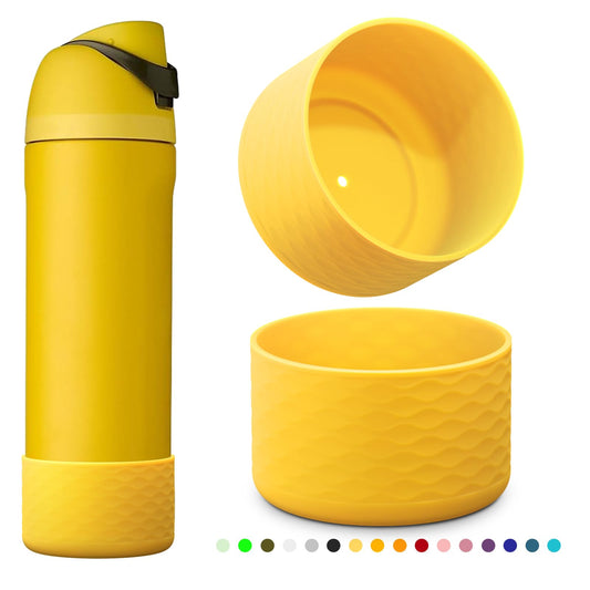 2 PCS Silicone Water Bottle Boot for Owala, Anti-Slip Protective Sleeve for FreeSip/Twist/Flip, Watter Bottle Accessories, Bottom Bumper Cover, Dishwasher safe, BPA Free (Wave)