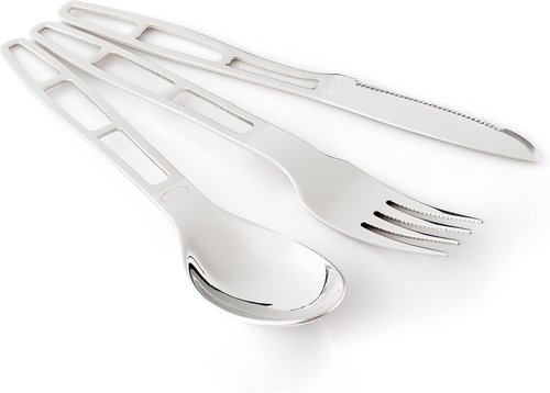 GSI Outdoors Glacier Stainless 3 pc. Cutlery Set for Camping, Backpacking and Travel