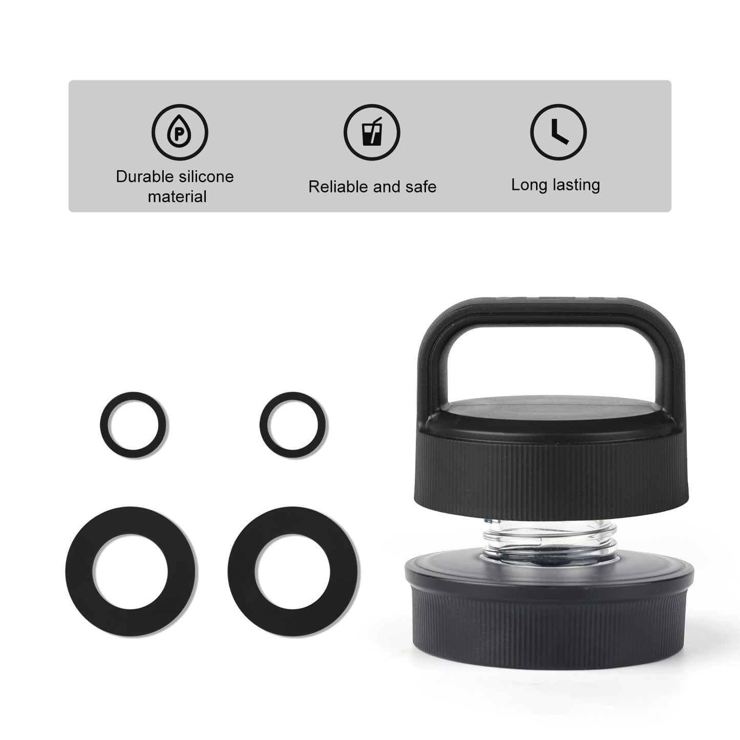 4PCS Gasket Replacement for YETI Yonder 20/25/34/50 oz Water Bottle, Silicone Sealing Ring Gaskets Seal Parts Leak-Proof Tumbler Lid O Ring Replacement BPA Free