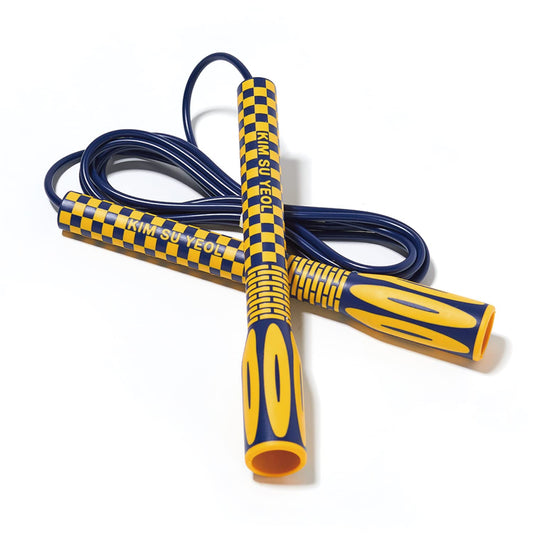 Speed Exercise Jump Rope for Men and Women - Skipping Jumping Rope for Fitness Training Workout for Adults - Great for Cardio, Boxing, CrossFit (Special Luxury, KA-220, Made in Korea) Navy-Yellow