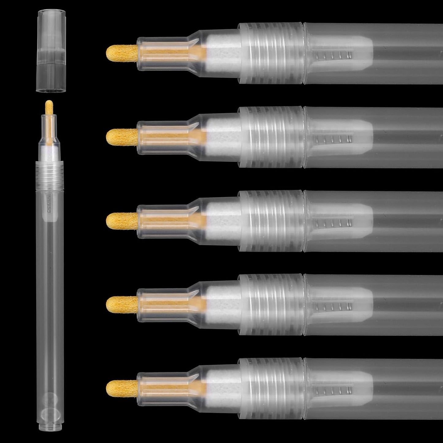 Acrylic Paint Markers,6 Pcs Empty Markers, Fillable Paint Touch Up Pen, Round Tilted Flat Head Refillable Paints Marker for Touch Up Graffiti Paper Drawing