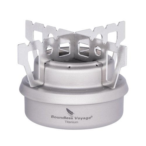 Boundless Voyage Titanium Spirit Burner Mini Alcohol Stove with Brackets Outdoor Camping Stove Multi-Fuel Stove, Lightweight and Versatile ti2001c