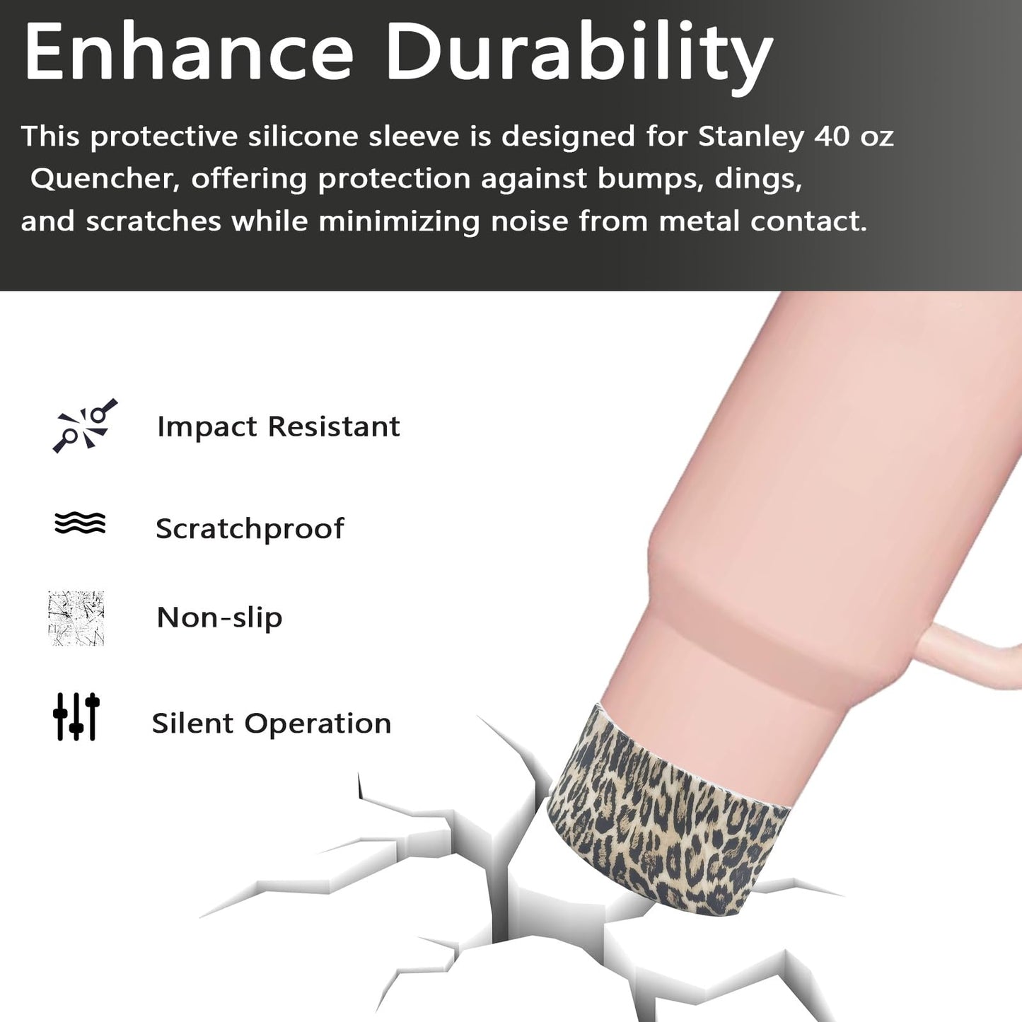 Gliquran Leopard Protective Silicone Boot for Stanley Quencher H2.0 40 30 20 oz & IceFlow Flip 30 20 oz,Cheetah Water Bottle Boots Accessories