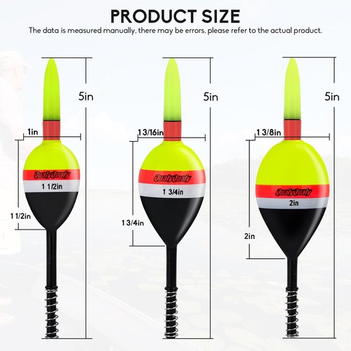 QualyQualy 4PCS Lighted Slip Bobbers Fishing Floats Glow in The Dark Spring Bobber for Crappie Walleyes Fishing