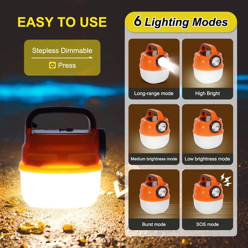 Camping Lights,Solar Powered&USB Charging Camping Tent Lantern,Power Outages, Home, Hiking, Water-Resistant, Black,Emergency Hanging Light for Hurricane (style1)