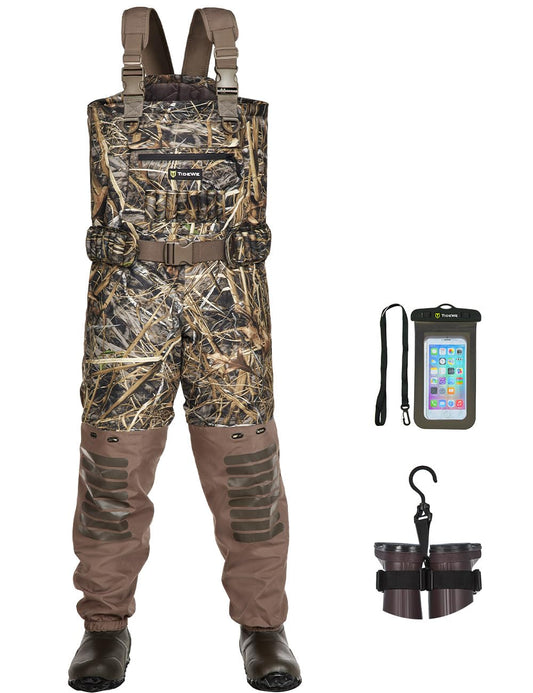 TIDEWE Breathable Insulated Chest Wader with Boot Hanger, 1600G Insulation Waterproof Hunting Wader with Steel Shank Boots, 200 Insulated Liner Next Camo Evos Camo Hunting Fishing Wader Size 12