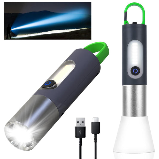 JAMISAY LED Rechargeable Flashlights, Zoomable 4 Modes 1000 Lumens, IPX4 Waterproof & Type-C Powerful Tactical Small Flashlights for Hiking, Travel, Camping, Emergency Gifts