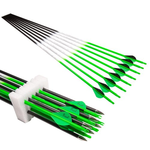 QunYing Archery Carbon Arrow 28 29 30 inch 300 340 350 400 Spine Practice Hunting Arrows for Compound Recurve Bow 12PCS Spine 300