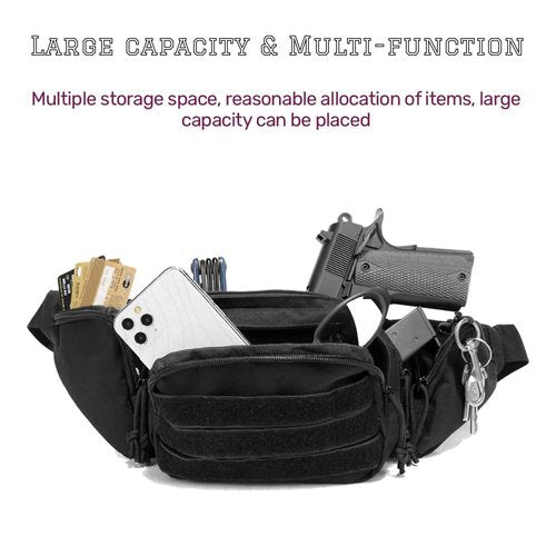 PISCORUSH Tactical Fanny Pack Carry Pistol Pouch Handgun Holster Waist Gun Bag Tactical Waist Bag Molle EDC Pouch Fits 1911, Glock (Army Green)