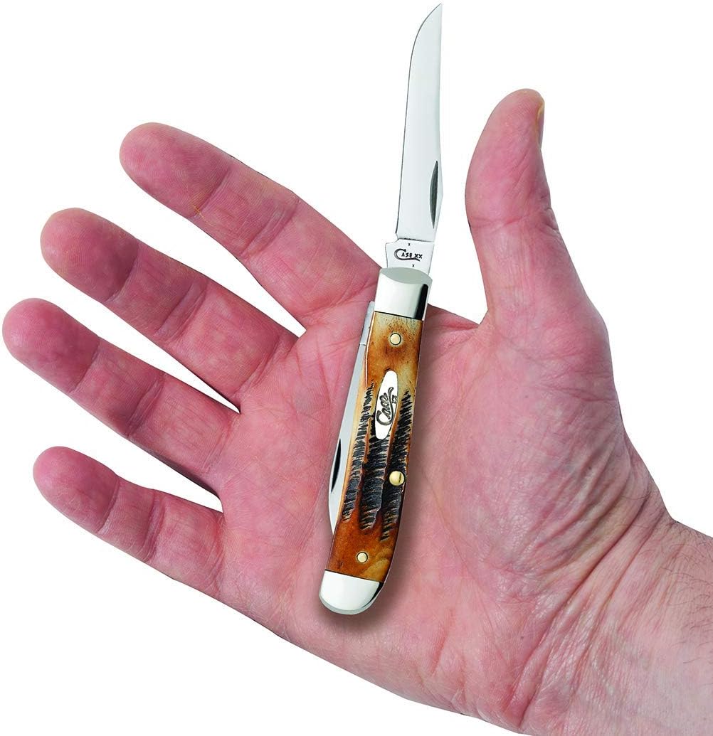 Case WR XX Pocket Knife Burnt 6.5 Bonestag Wharncliffe Mini Trapper Item #65305 - (6.5207W SS) - Length Closed: 3 1/2 Inches