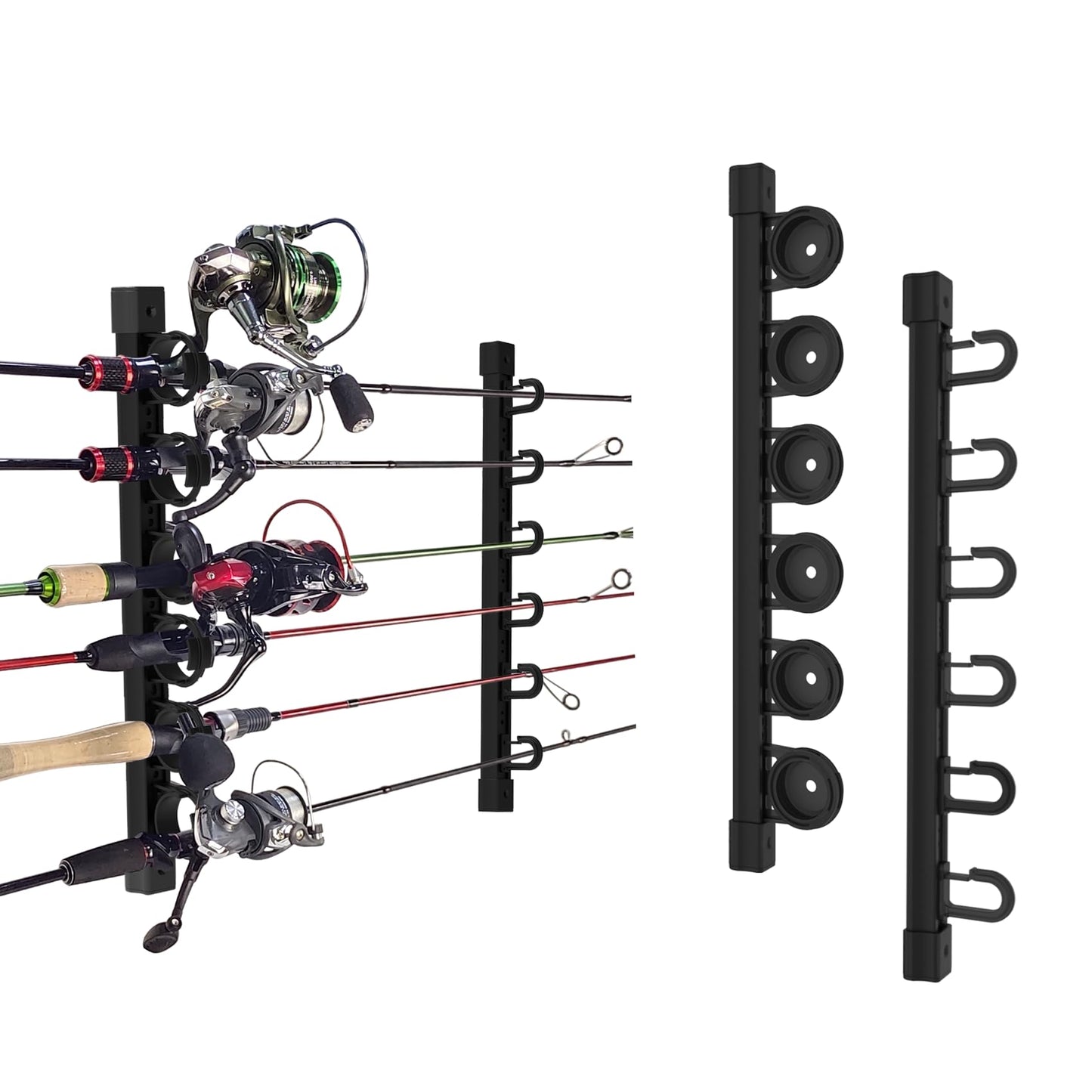 Aventik Fishing Rod Holder for Garage, Ceiling, Wall Mounted Fishing Rod Rack 6 Fishing Pole Storage Vertical/Horizontal Garage Slide Fishing Pole Rack