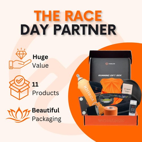 Vorlich® Running Gift Box, 13 Essential Items for Runners, Includes Run App, 8-Week Run Plan, Running Belt, LED Headtorch, Water Bottle & More