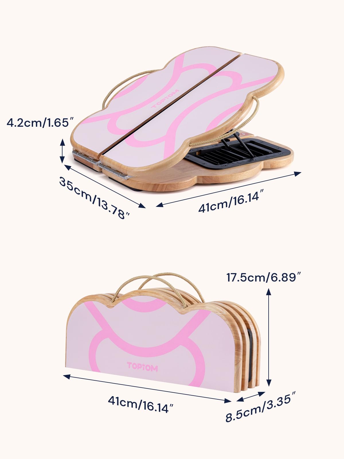 TOPIOM Calf Stretcher Slant Board, Foldable Incline Boards for Calf Stretching Squats Calf Stretcher Heavy Duty, 9 Adjustable Incline Board and Calf Stretcher for Foot Knees Ankle Heel Leg (Pink)