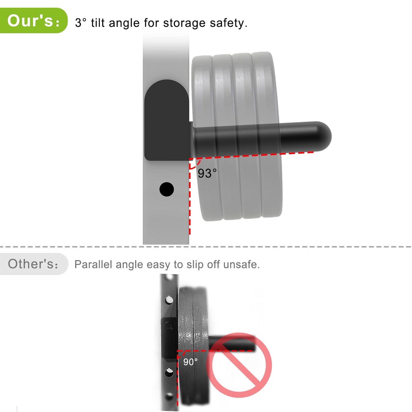 Kipika Weight Plate Holder for 3x3 Power Rack - Heavy Duty Steel Storage Rack for Olympic 2" Weight Plates - Fits 3x3 Power Rack with 1" or 5/8" Hole - Holds up to 300 lbs. per Rack - Set of 2