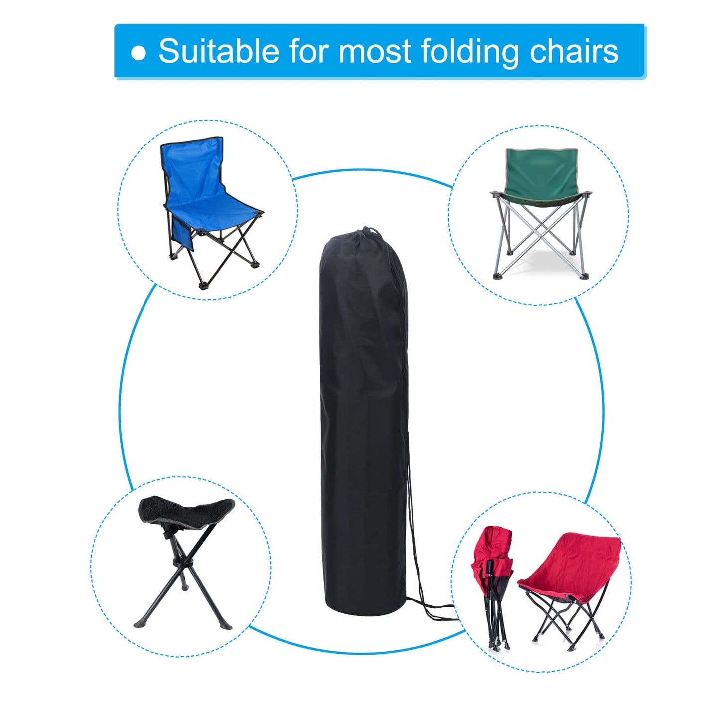 PATIKIL 35 Inch Camp Chair Replacement Bag, 2 Pack Nylon Foldable Carry Bag Storage Bag with Shoulder Strap for Outdoor Camping, Black
