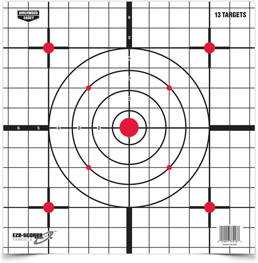 Birchwood Casey 12" Eze-Scorer Sight-in Practice Shoot-Up Brilliant White Paper Targets for Indoor and Outdoor Use