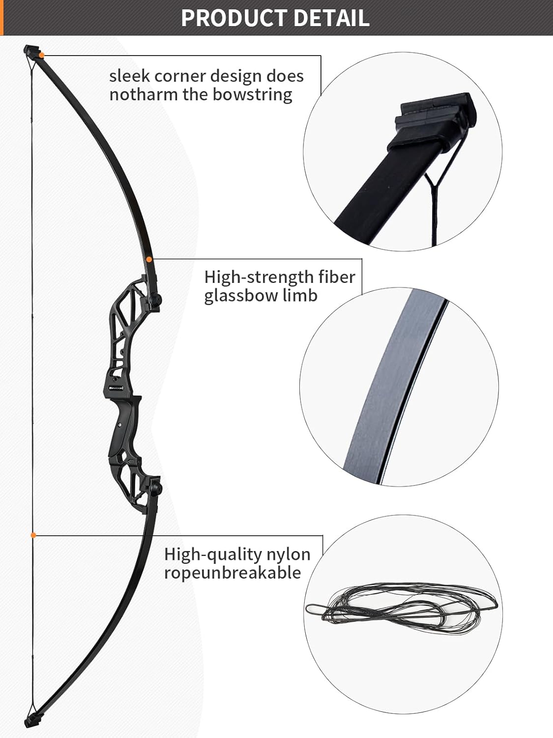 Toparchery Archery Takedown Recurve Bow Hunting Long Bow Alloy Riser - Right Hand Black - Draw Weight 30lbs 40lbs - with Arrow Sight, Arrow Brush