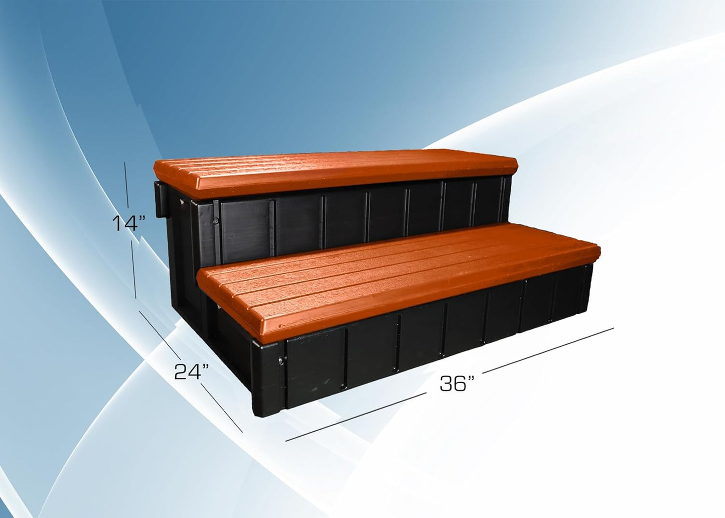 Confer Plastics Two Tier 36" Wide Deluxe Hot Tub Step. Non-Skid Spa Steps, Easy Installation, Sturdy, Long Lasting Upgrade to Your Space. Proudly Made in USA. - Espresso