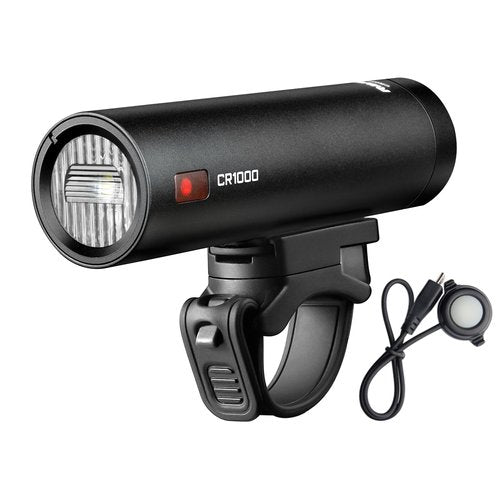 RAVEMEN CR1000 Bike Light 1000 Lumens with T-Shaped Beam for Night Riding, Bike Front Light with IPX6 Waterproof Aluminum Housing, Rubber Strap Mount