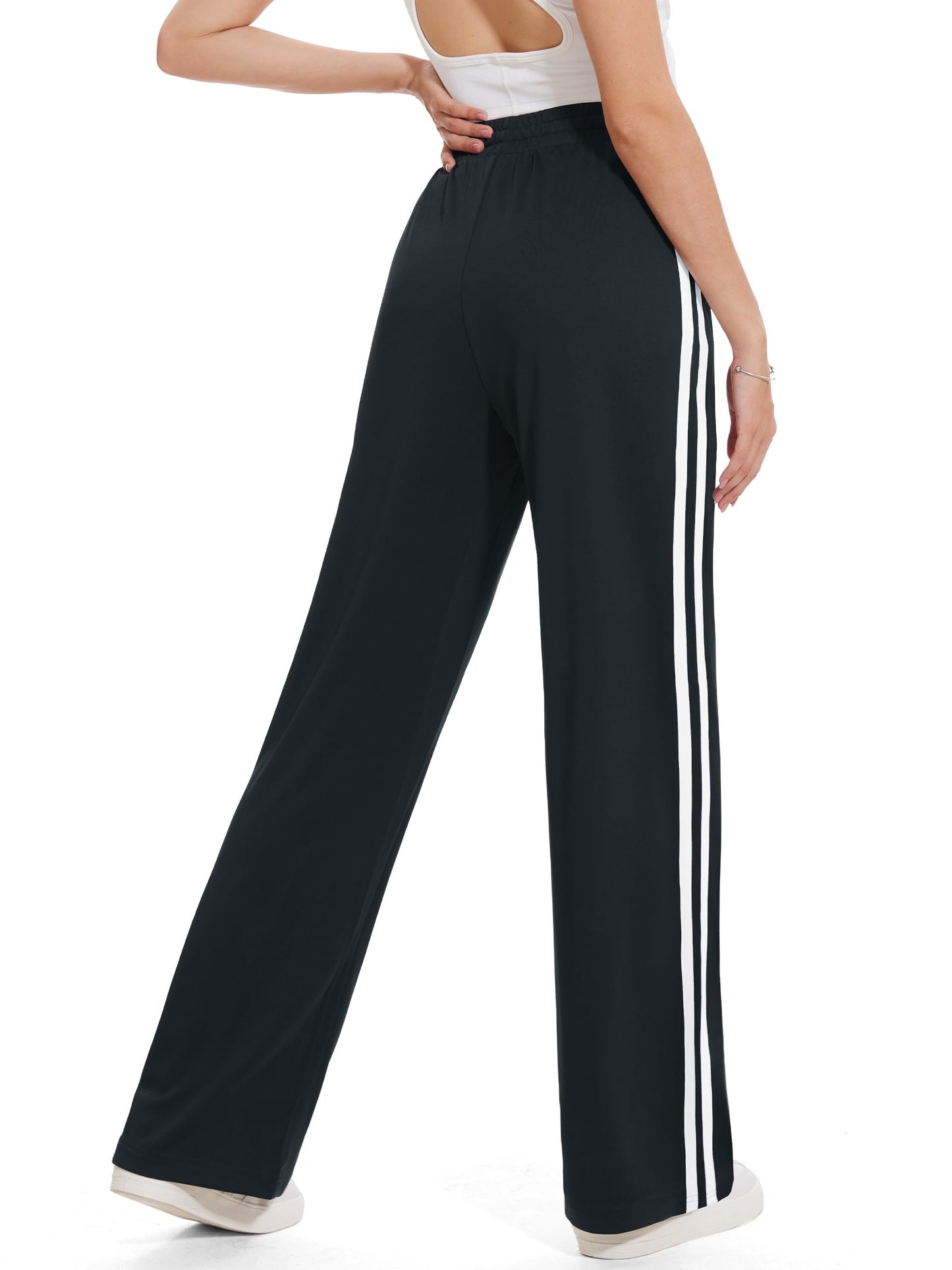 Tapata Women's 34" Inseam Tall Track Pants Loose Straight Leg Jogging Sweatpants Warm-Up Sports Athletic Running, Black, S