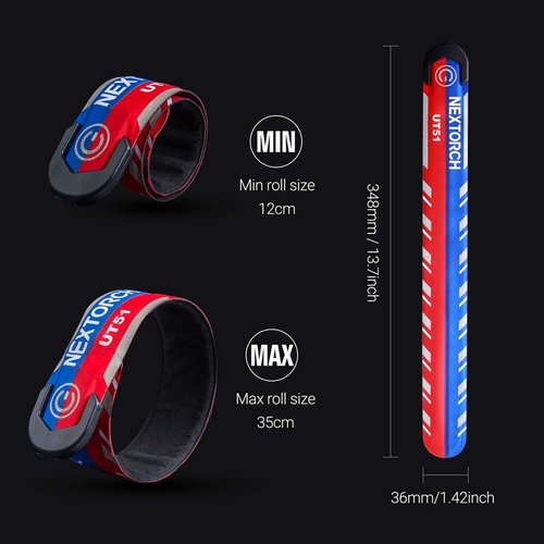 NEXTORCH Red and Blue Flashing Police Lights, Rechargeable LED Slap Bracelet Strobe Light for Police Law Enforcement Bike Riding Security, Night Safety Dog Walking Running Cycling Emergency 1 Pack