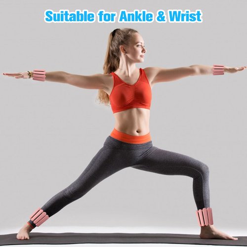 AYSOW Adjustable Wrist & Ankle Weights for Men Women, Set of 2 (1lb Each), Wearable Bangles Silicone Bracelet, Workout Resistance Weights for Yoga, Pilates, Dance, Aerobics and Walking, Coral Pink
