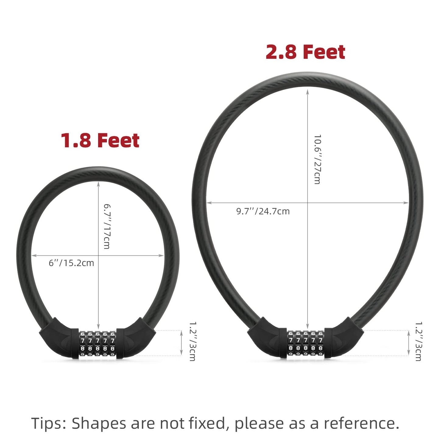 ROCKBROS Bike Lock 5 Digit Cable Lock Lightweight Bicycle Lock Bike Lock Combination Portable Lock for Bike