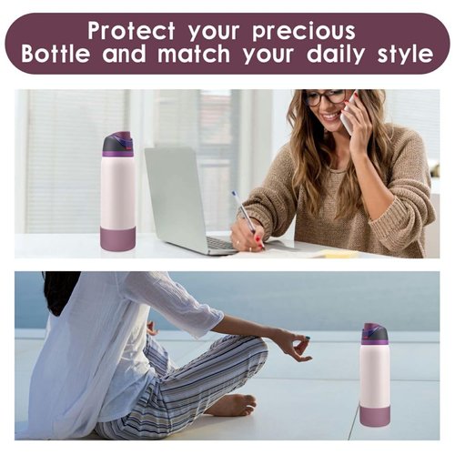BKBY 2PCS Silicone Water Bottle Boot, Compatible with Owala 24oz 32oz 40oz, Protective Anti-Scratch & Anti-Dent No Noise Sleeve Cover for FreeSip/Twist/Flip Water Bottles