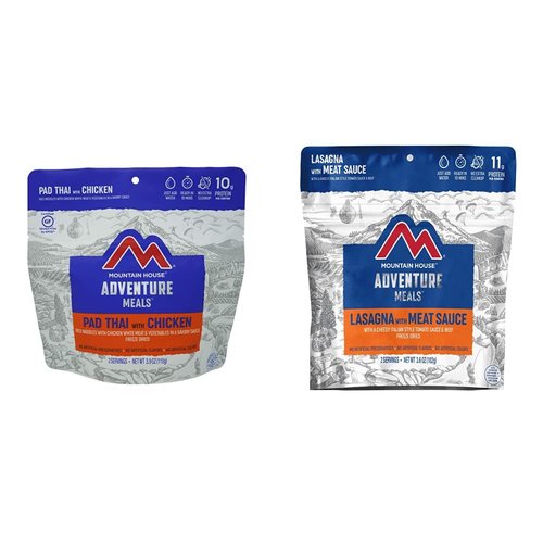 Mountain House Pad Thai with Chicken | Freeze Dried Backpacking & Camping Food |2 Servings | Gluten-Free & Lasagna with Meat Sauce | Freeze Dried Backpacking & Camping Food |2 Servings