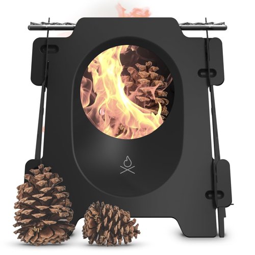 überleben Stöker Wood Burning Camp Stove - Stainless Steel Portable Stove for Camping, Backpacking, & Hiking - 18oz Folding Camping Stove - Small Wood Stove Camping Essentials (Carbon Black)