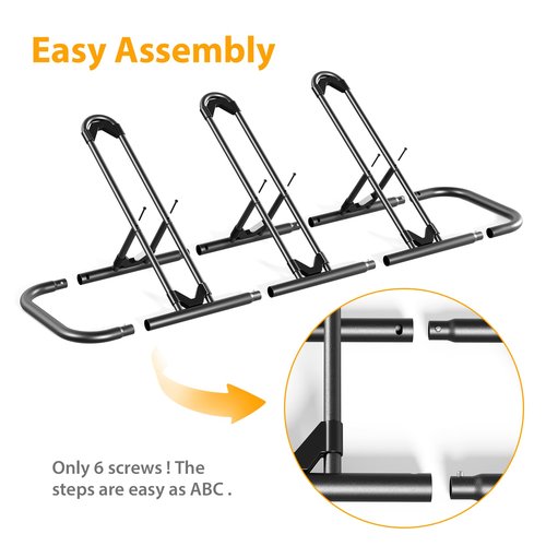 Mr IRONSTONE Bike Rack, Floor Bike Rack for Garage, Indoor/Outdoor Bike Storage Stand Bicycle Parking Rack, for Mountain Bike, Road Bike and Kids Bike (Black, 3 Bike)