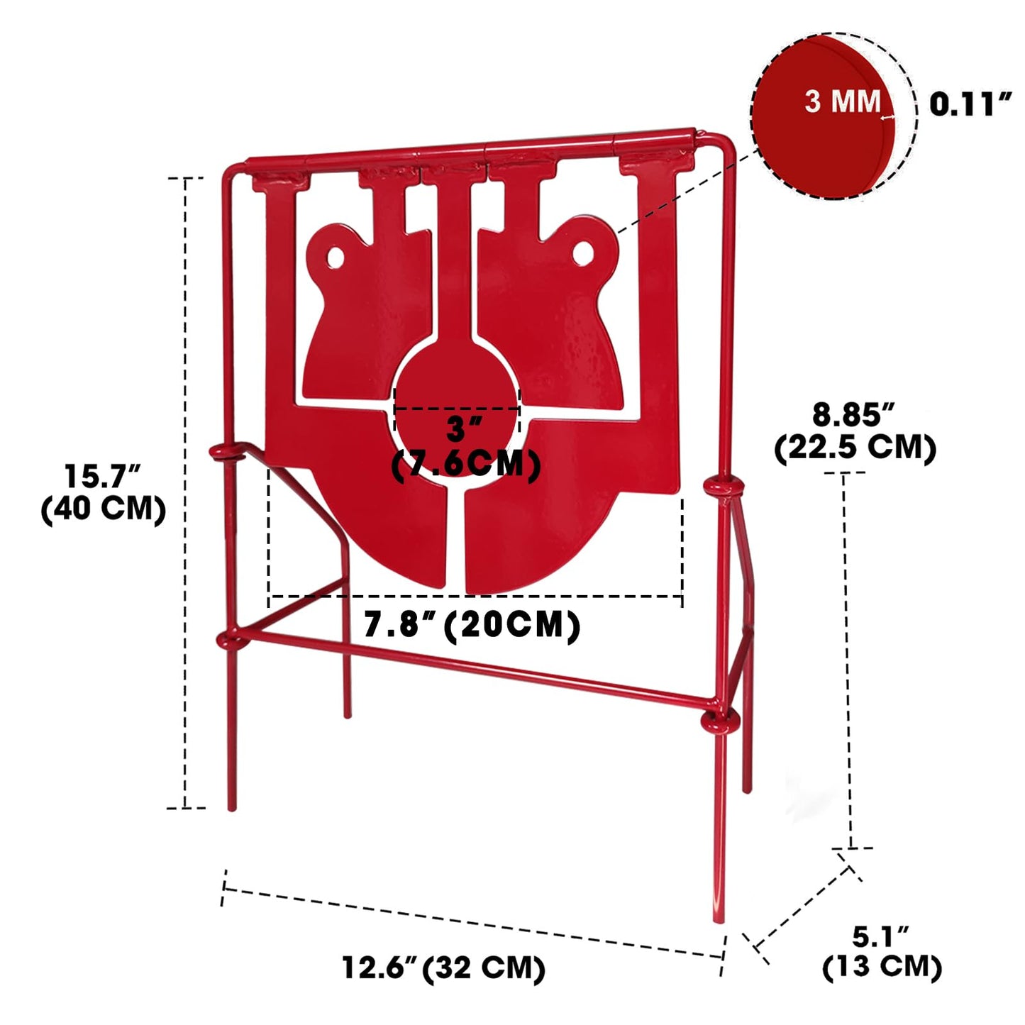 Atflbox 5 in 1 Pellet Gun Resetting Target, Heavy Metal Spinning Airgun Rifles and BB Gun Shooting Target for Outdoor and Backyard, Rated for .177 .20 .22 Caliber