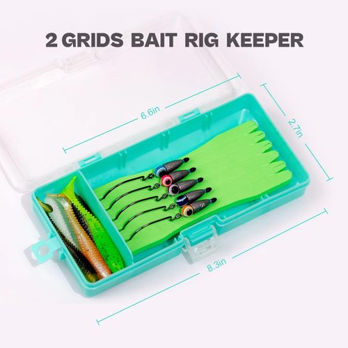 Texas Rig Kit 10 PCs 1/4oz with Paddle Tail Swimbaits and Reusable Bait Rig Keeper Case, Quick-Fishing Bass Fishing Lures Kit