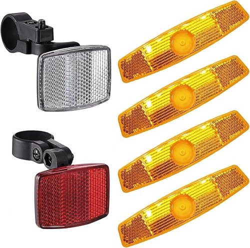 SYNERGY 6 PCS Bike Front and Rear Reflectors Kit Bicycle Light Reflectors Bike Safety Warning Reflectors Cycling Accessories for Handlebar and Night Cycling (Yellow)
