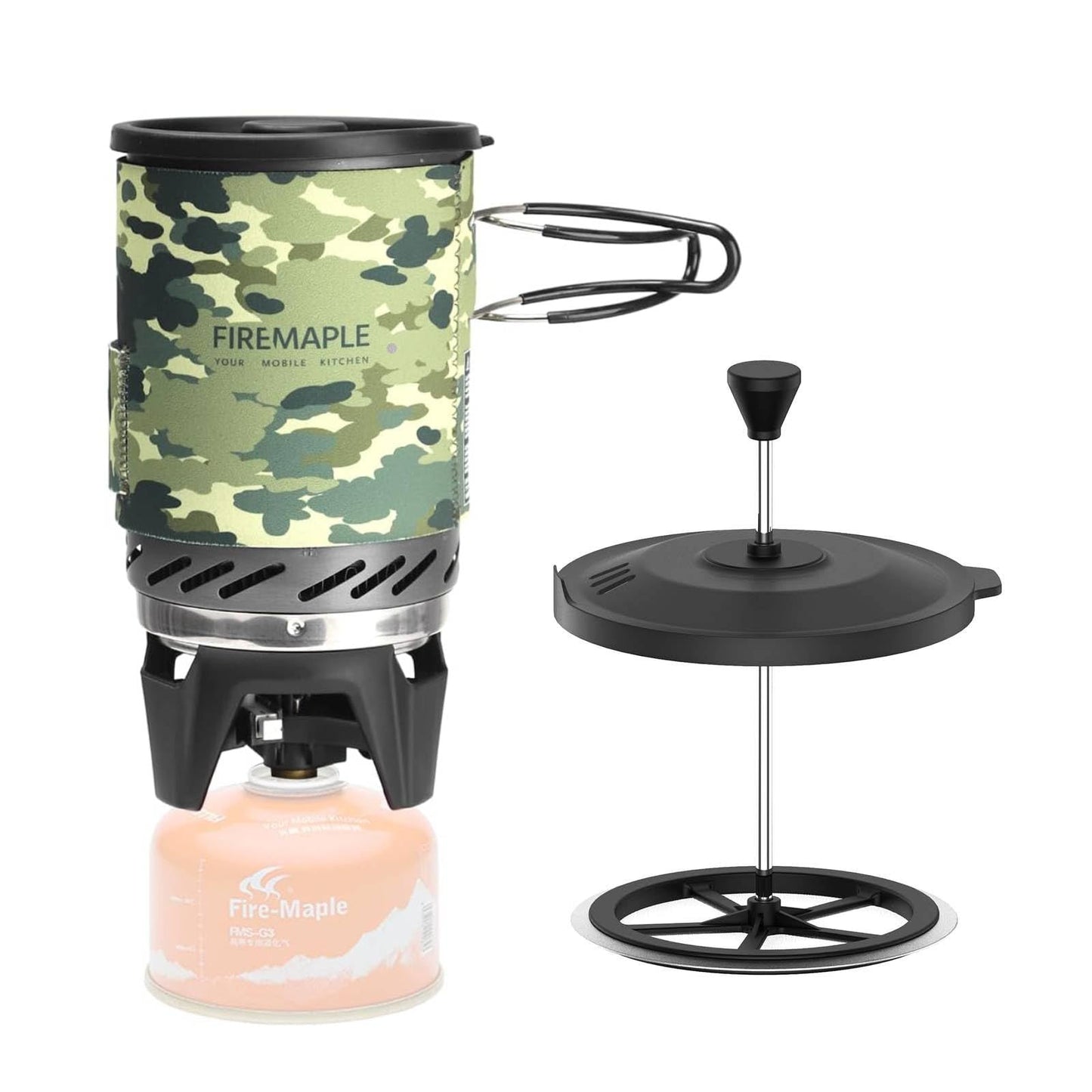 Fire-Maple "Fixed Star 1" Backpacking and Camping Stove System and Firemaple Star French Press Coffee Filter