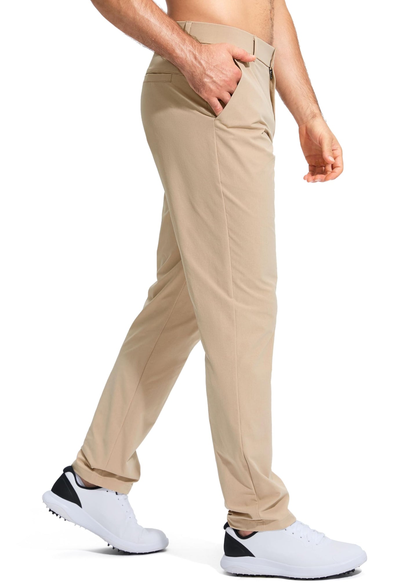 Pudolla Men's Golf Pants Stretch Work Dress Pants Men's Dress Pants 30 Lightweight Quick Dry Trousers with Pockets(Khaki 35Wx30L)
