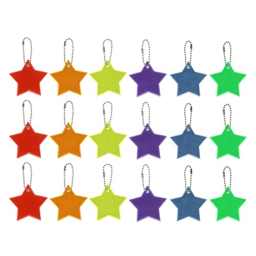 PATIKIL Safety Reflector, 18 Pack Reflector Tag Pendant Reflective Safety Keychain Gear for Backpack Cycling Running Wheelchairs, Multicolored