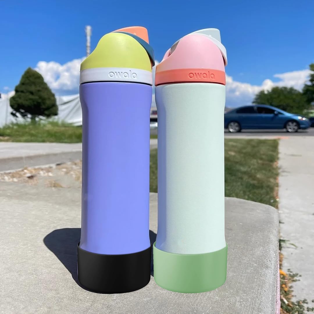 Silicone Boot for Owala Water Bottle 32 oz, Anti-Slip Protective Sleeve for FreeSip/Twist/Flip Water Bottles, BPA Free, Bottom Bumper Cover Protects water bottles from scratches (White, 32oz)