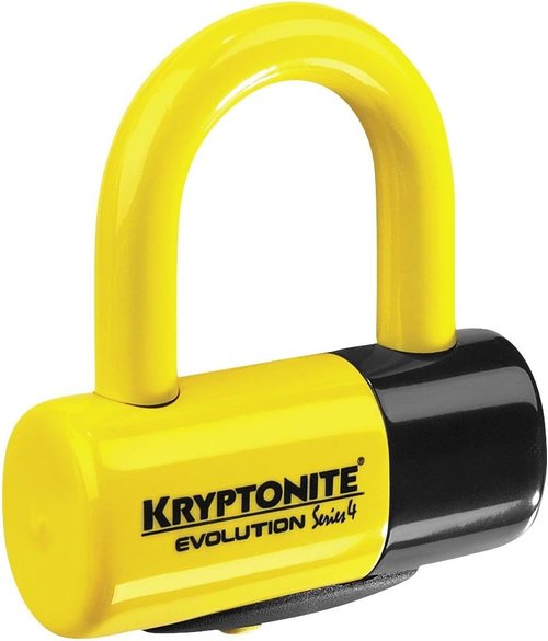Kryptonite Evolution Bike Disc Lock, Small U-Lock 14mm Shackle with Keys, Heavy Duty Anti-Theft Bicycle Lock, High Security Mini for Powersports Motorcycles E-Bikes Scooters