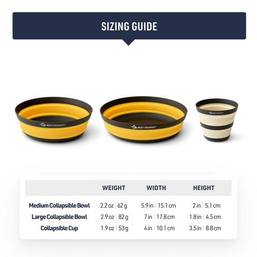 Sea to Summit Frontier Ultralight Collapsible Dinnerware Set, 1-Person (Medium Bowl, Large Bowl, Cup)