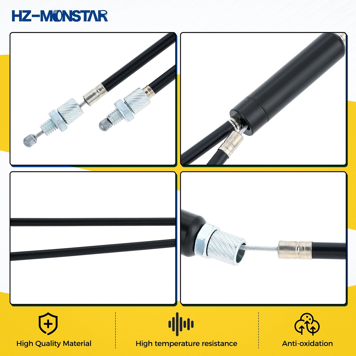 HZ-MONSTAR BMX Bike Gyro Brake Cables Front + Rear (Upper + Lower) with Spinner Rotor Full Kit, Brake Cable and Housing, BMX Bicycle Brake Lines Set Replacement for Gyro Systems and 20" Bikes