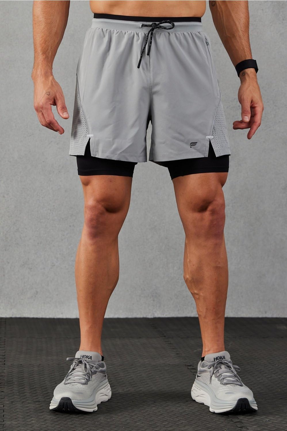 Fabletics Men's The Kadence Short (Lined), Performance Running, Jogging, Training, Ultra Lightweight, 5" Inseam, 4X, Shadow Grey